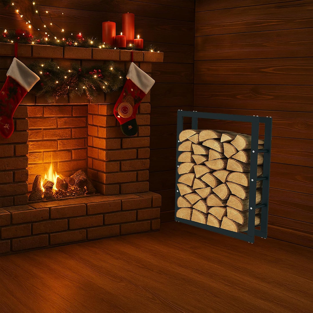 SCHMIDT security tools Kaminholzregal 60x25x80cm Stahl Schwarz Brennholzregal Holzstapelhilfe Holzun