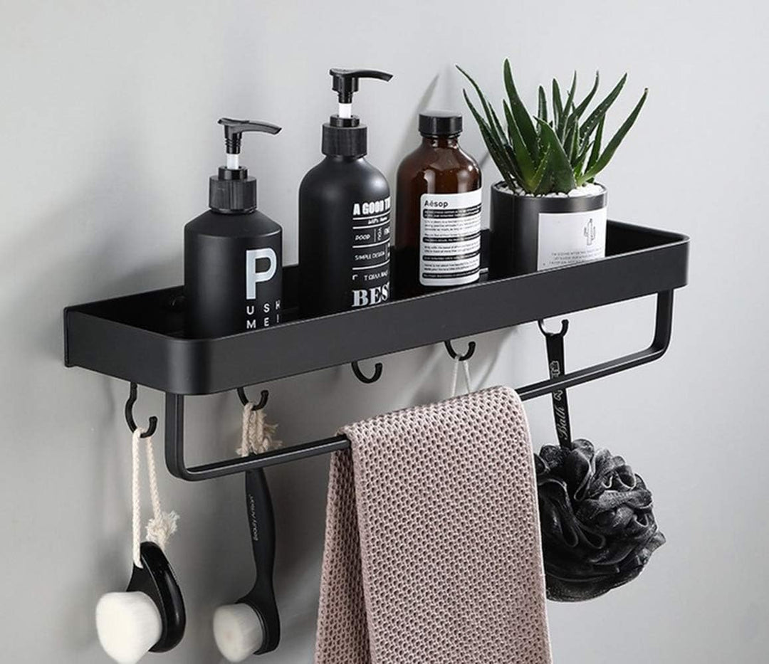 An der Wand montiert Schwimmend Metall Lagerregal,Schwarz Badezimmer Regal Platzeinsparung Rostfest