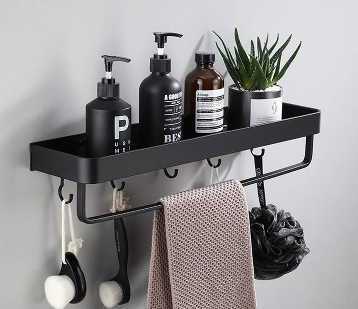 An der Wand montiert Schwimmend Metall Lagerregal,Schwarz Badezimmer Regal Platzeinsparung Rostfest