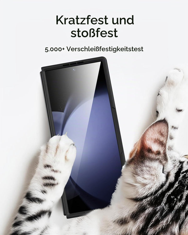 Miimall Kompatibel mit Samsung Galaxy Z Fold 5 Hülle mit S-Pen & Stifthalter, [Anti-SPY Displayschut