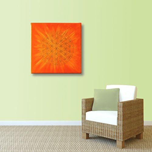 Wandbild Blume des Lebens in Gold "Sonne" - Grösse 50cm x 50cm - Handgemalt mit Acrylfarbe auf Leinw