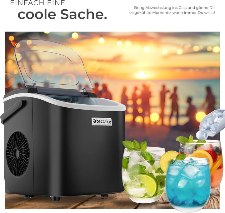 tectake® Eiswürfelmaschine, Ice Maker, 2,1l Volumen, Eiswürfelbereiter, Maschine bereitet 9 Würfel i