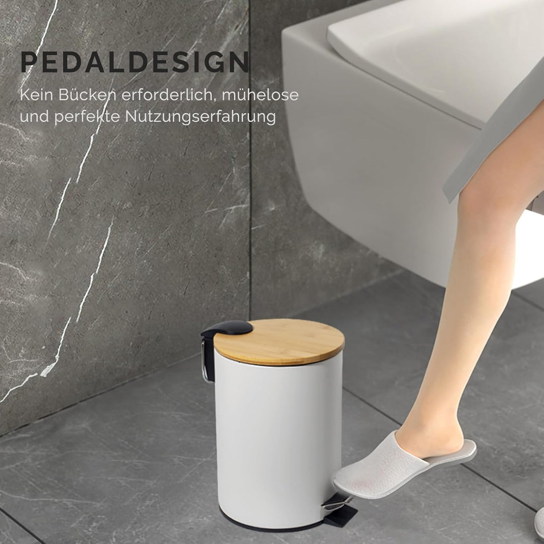 3L Kosmetikeimer Metall, Badezimmer Mülleimer mit deckel, Mülleimer Bad mit Absenkautomatik (Soft Cl
