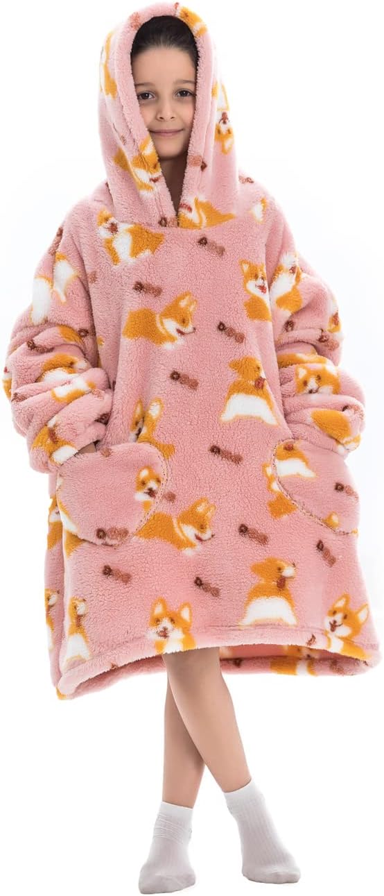 Ruiuzioong Kinder Übergrosse Kapuzenpullover,Super Weich Warmes Bequeme Tragbare Decken Sweatshirt f