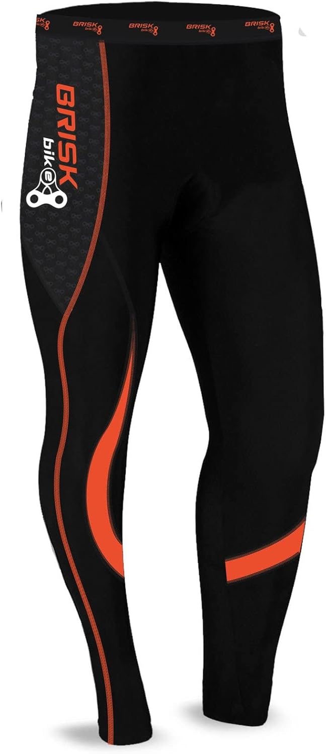 Brisk Bike Fahrradhose lang Herren Fahrradhose gepolstert Fahrradhose Herren lang M Tall Orange/Blac