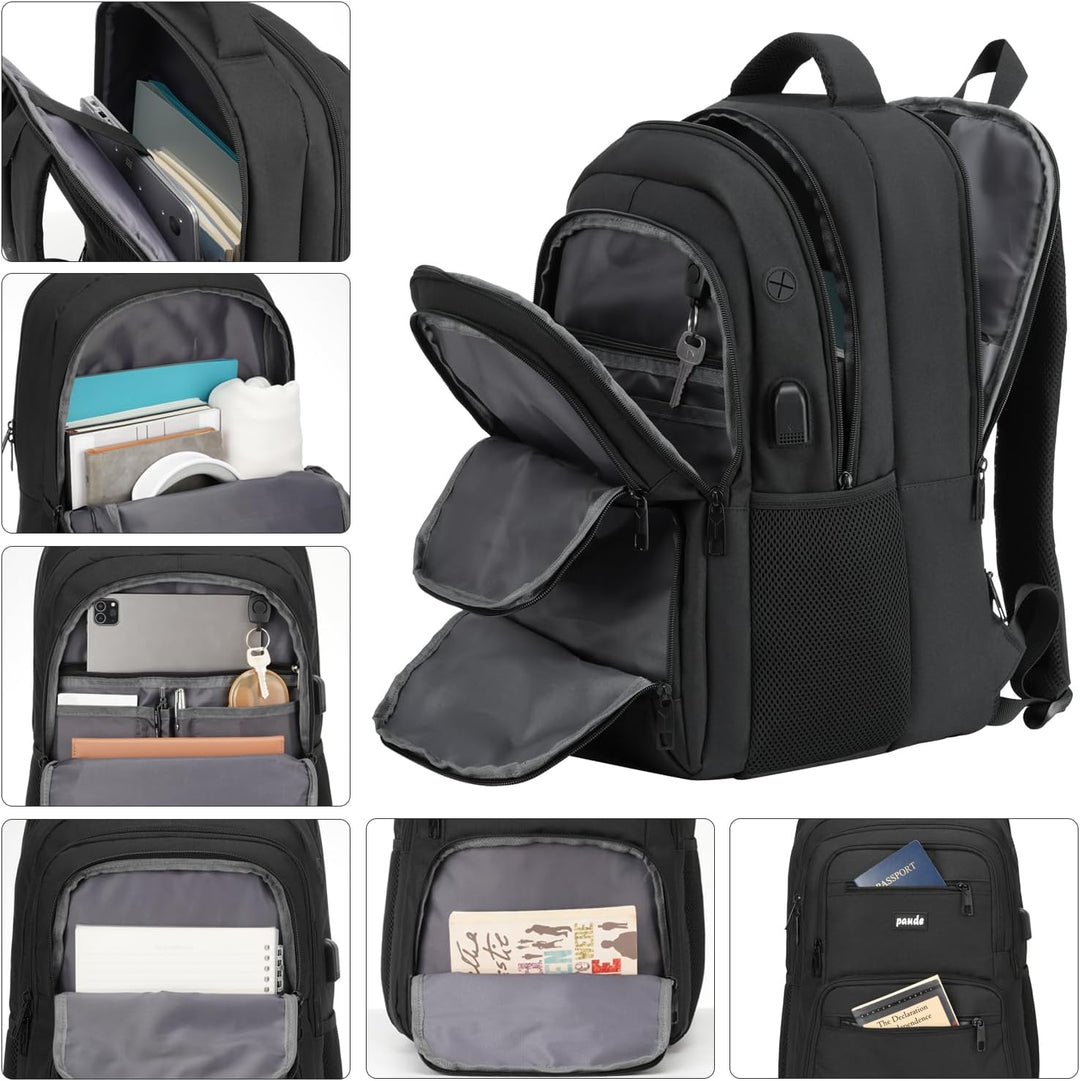 Paude Schwarz Rucksack, Laptop Schulrucksack für Teenager Erwachsene, Grosse Tasche Rucksack für Hig