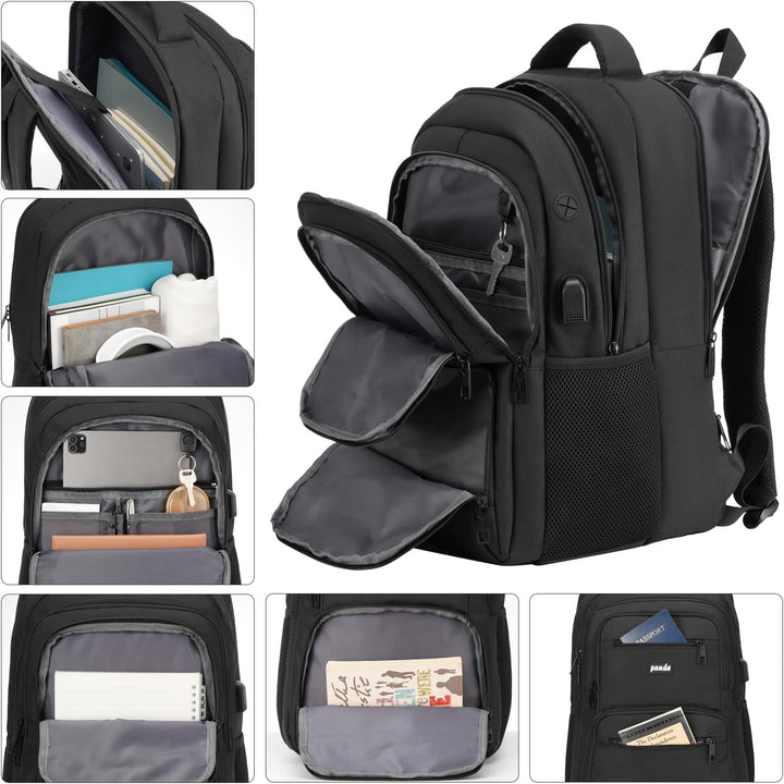 Paude Schwarz Rucksack, Laptop Schulrucksack für Teenager Erwachsene, Grosse Tasche Rucksack für Hig