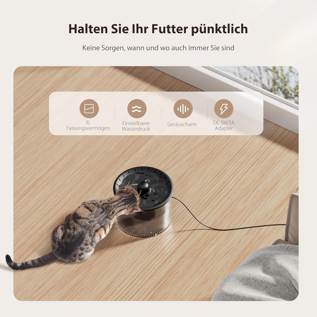 IMIPAW Futterautomat Katze und Katzenbrunnen, Zeitgesteuerter Trockenfutterspender für Haustiere, Pr