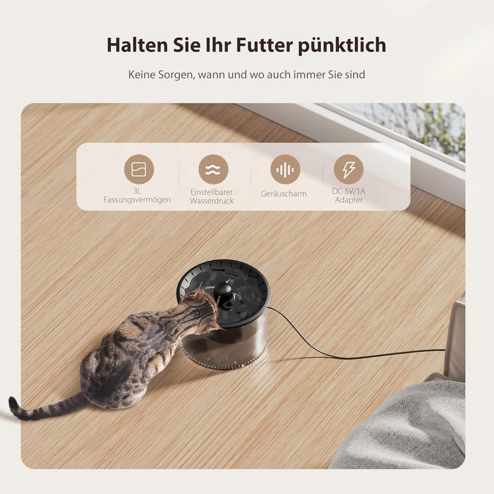 IMIPAW Futterautomat Katze und Katzenbrunnen, Zeitgesteuerter Trockenfutterspender für Haustiere, Pr