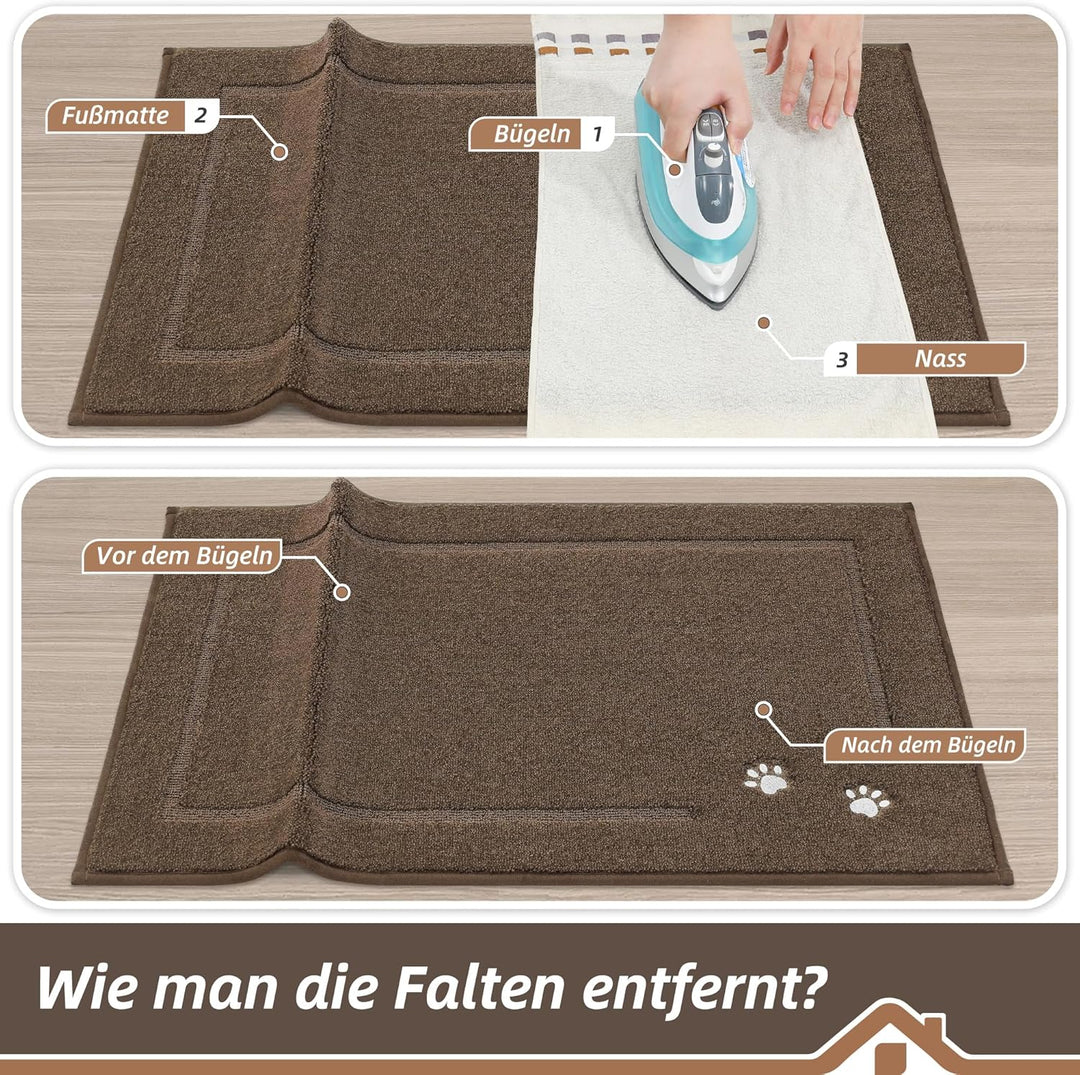 BEQHAUSE Fussmatte Innen, 80 * 120cm Schmutzfangteppich, Schmutzfangmatte Waschbar Eingang Matte Fus