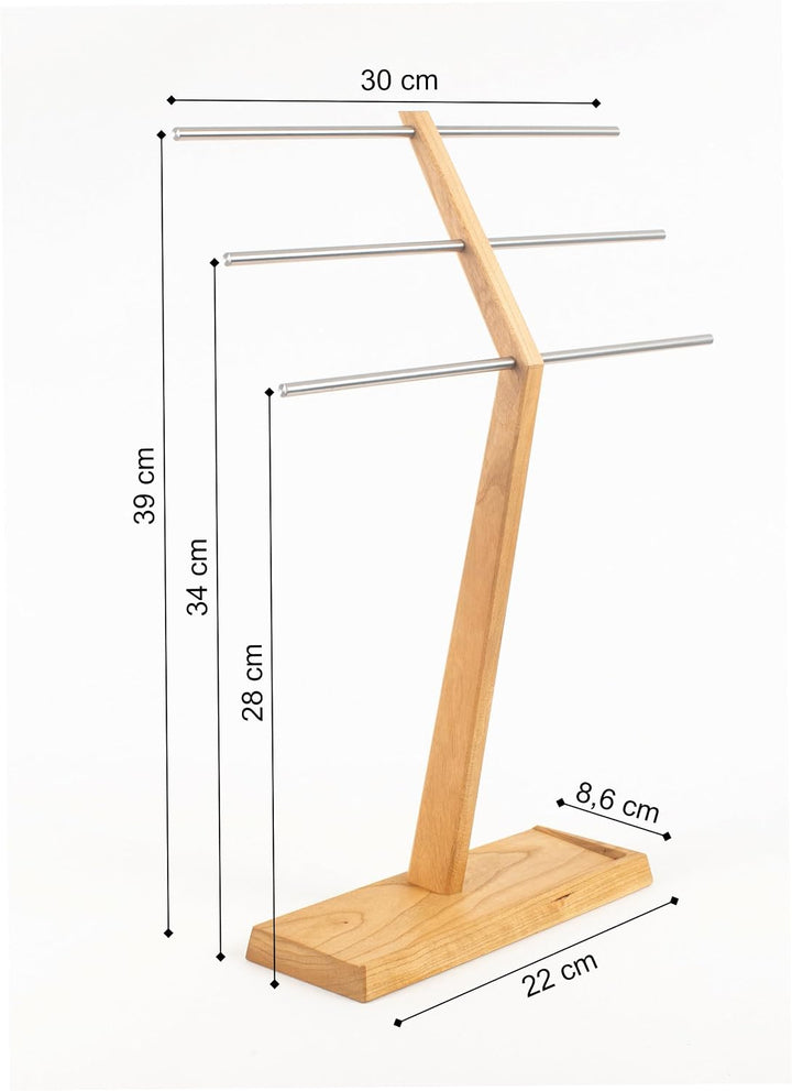 Wood and Steel Design – Schmuckbaum für Ringe, Ohrringe, Ketten, Halsketten und Armbänder, 3 Ebenen