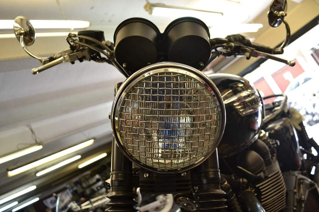 Alchemy Parts 7" Zoll Netz Scheinwerfer Metall Grill Abdeckung Chrom für Scrambler Projekt Massgefer