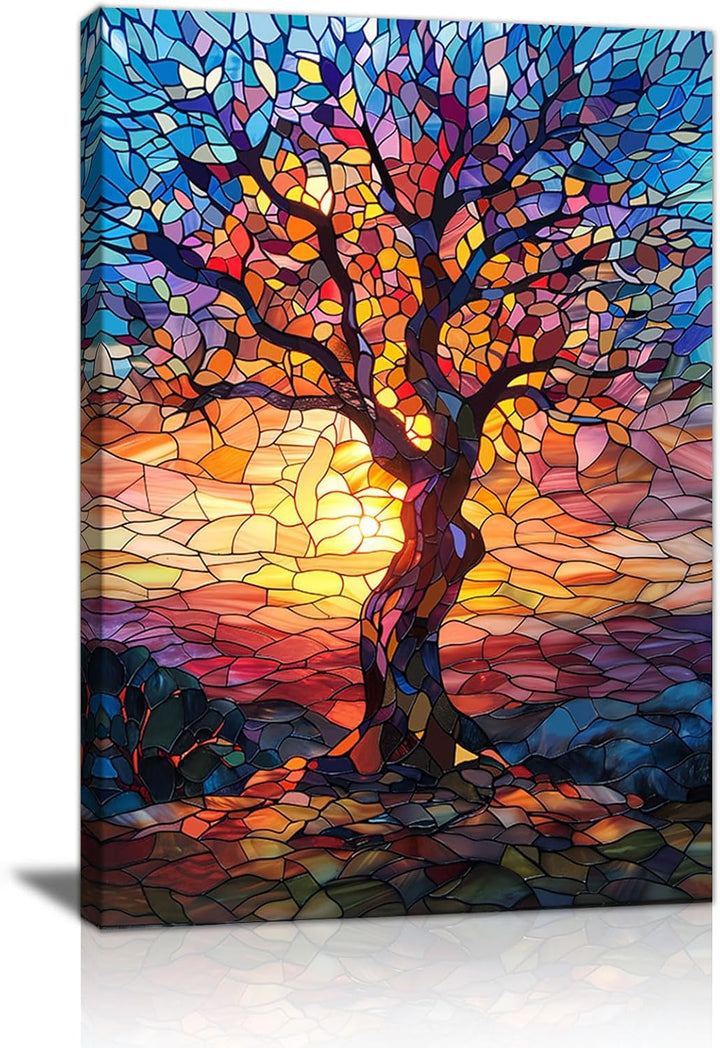 FajerminArt Abstrakt Mit Rahmen Leinwand Wandbilder, Bunt Baum Des Lebens leinwand bilder gedruckt a