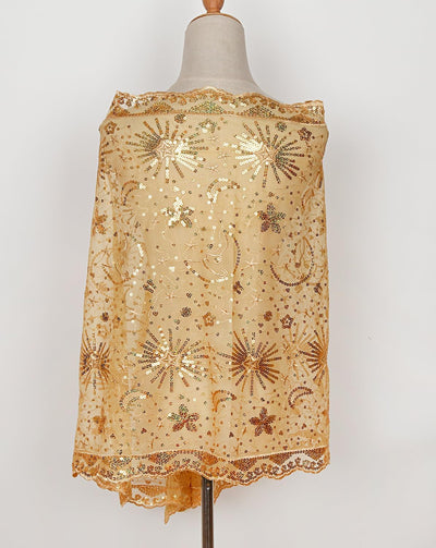 keland Damen Festlich Pailletten Umhang Schal Schultertuch Stola Tuch für Abendkleid A-gold, A-gold