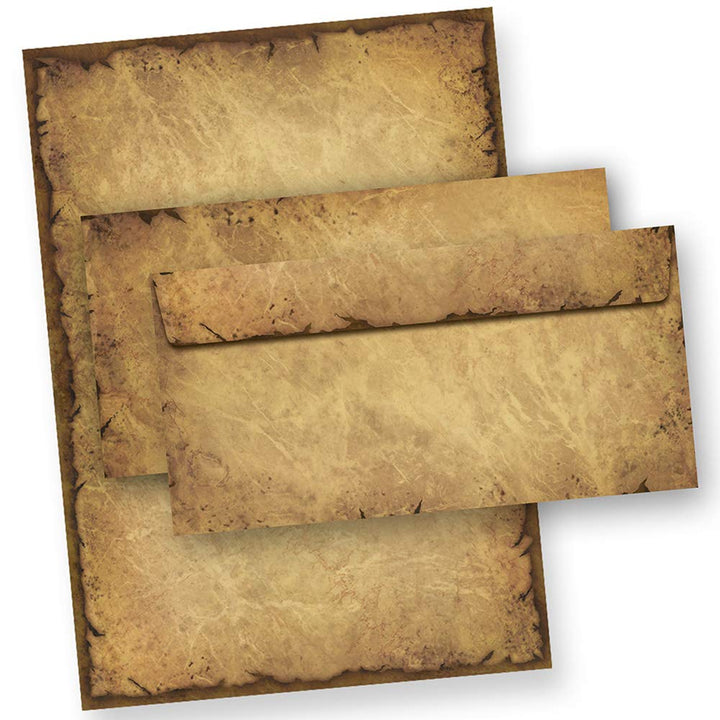 CASANOVA Briefpapier mit Umschlag Vintage 25 Sets Papier beidseitig A4 alt retro Mittelalter antik n