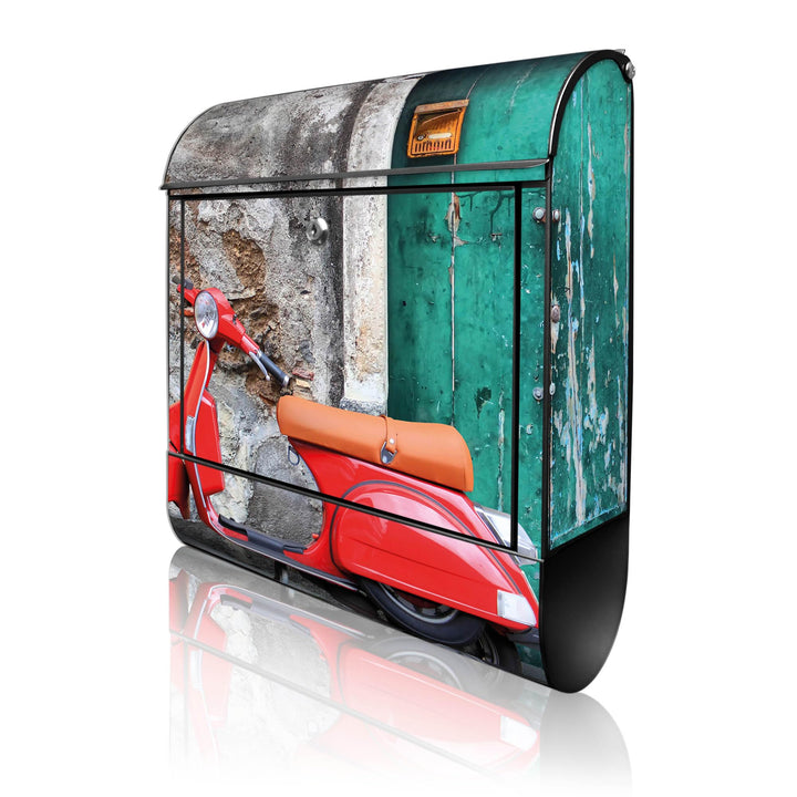 banjado® Design Briefkasten mit Motiv Italienischer Roller 39x47x14cm & 2 Schlüssel - Briefkasten St