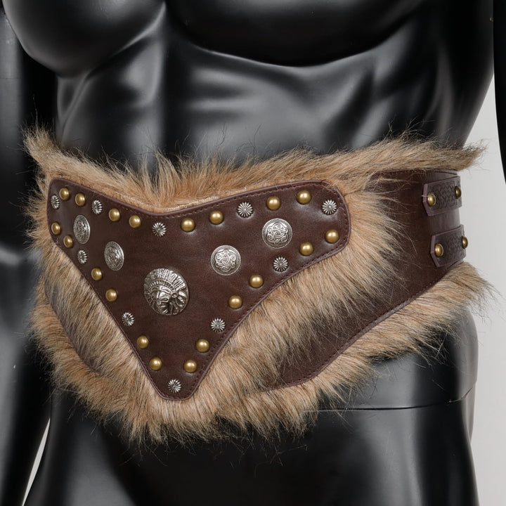 keland Wikinger Gürtel Breit Mittelalter Gürtel Leder Rüstungsgürtel für Damen Herren (Braun-2), Bra
