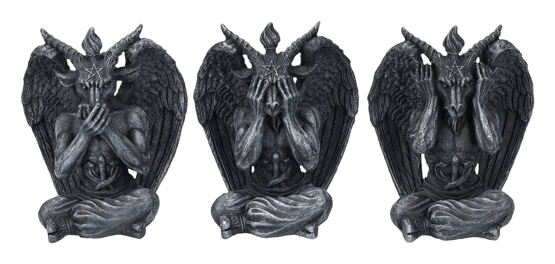 Pacific Giftware Baphomet Figuren Set - Nichts Böses sehen hören Sagen - Gothic Statue Deko Teufel
