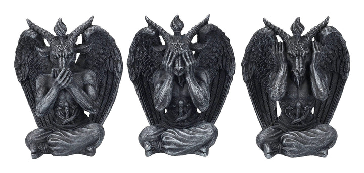 Pacific Giftware Baphomet Figuren Set - Nichts Böses sehen hören Sagen - Gothic Statue Deko Teufel