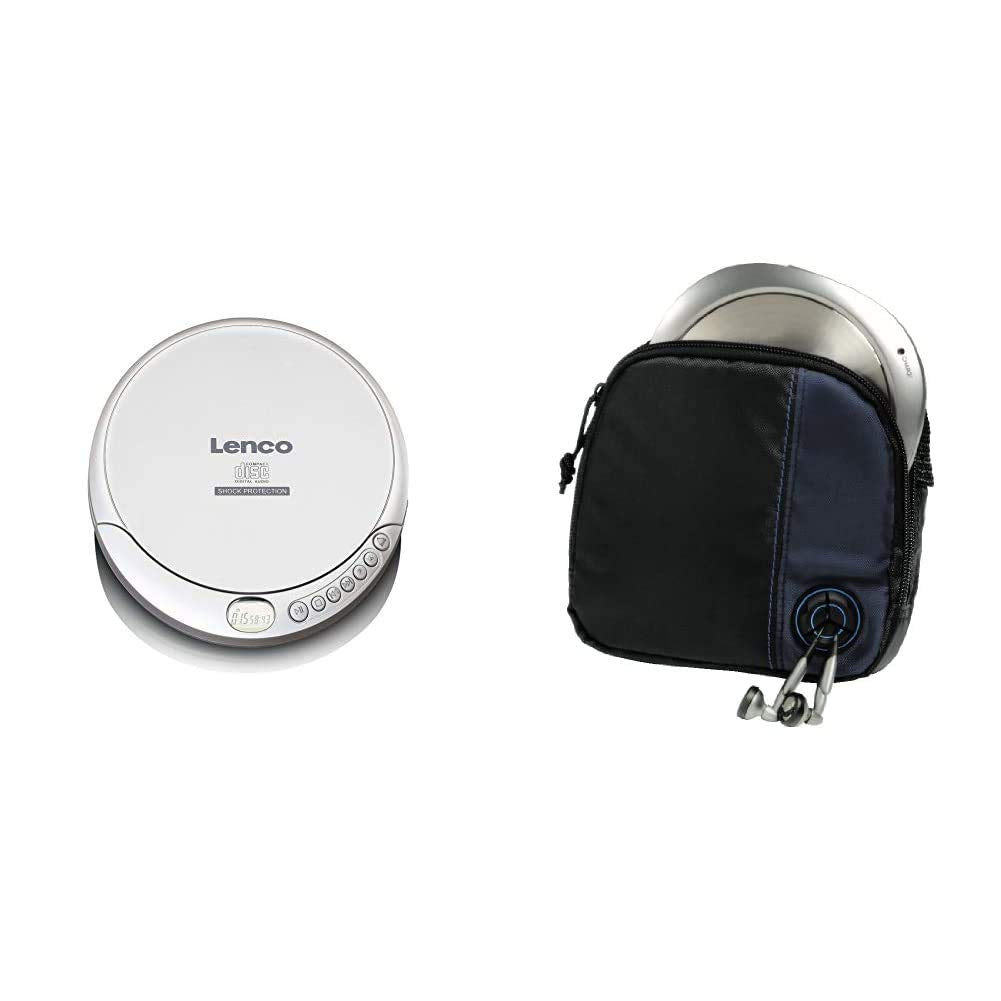 Lenco CD-201 - Tragbarer CD-Player Walkman - Diskman - Mit Kopfhörern und Mikro USB Ladekabel - Silb