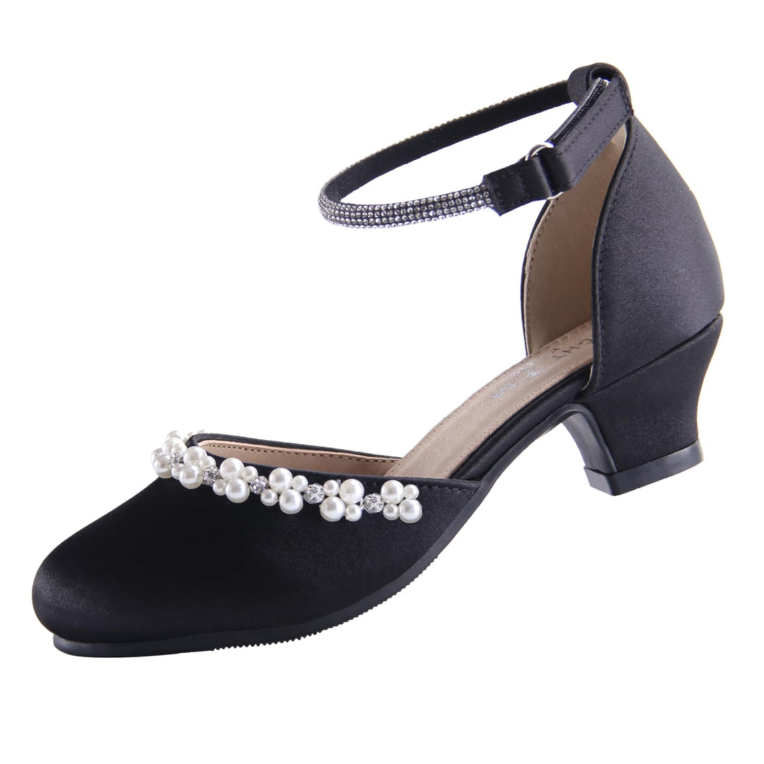 EIGHT KM - Mädchen High Heel Kleid Schuhe - Glattes Seidenperle - Prinzessin Hochzeit Schuhe Party P