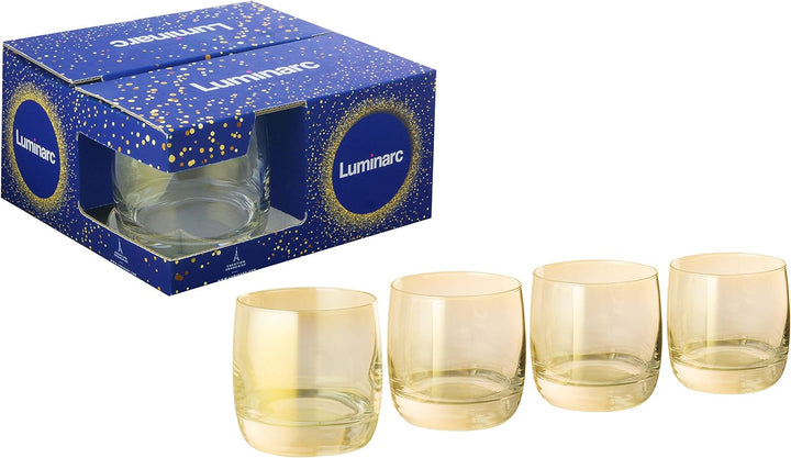 CreaTable, 21347, Serie SHINY Gold, Whiskybecher 4 teilig, Glas, Whiskybecher 4 teilig