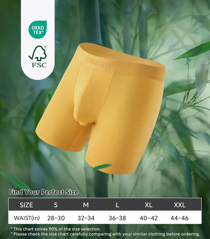 Separatec Herren Boxershorts Mehrfachpack Doppelbeutel Dual Pouch, Bambus Unterhosen Männer, Stretck