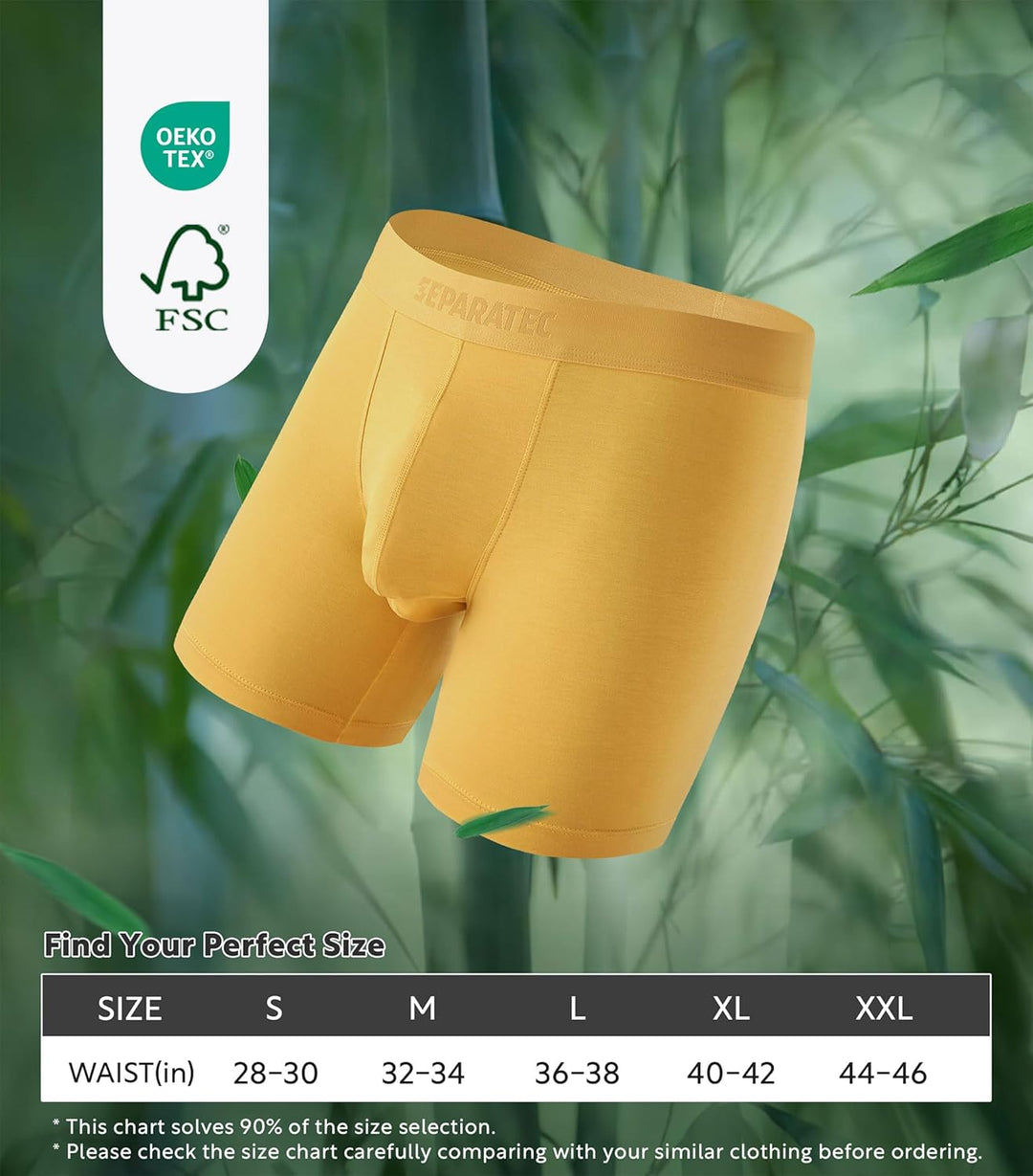 Separatec Herren Boxershorts Mehrfachpack Doppelbeutel Dual Pouch, Bambus Unterhosen Männer, Stretck