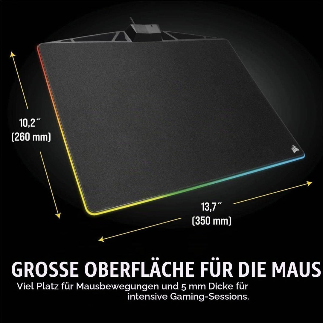 Corsair MM800C Polaris RGB Gaming Mauspad (Medium, RGB 15 Zonen Beleuchtung, Stoffoberfläche) schwar