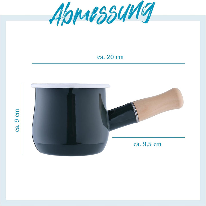 GRÄWE Milchtopf,450 ml, grau, Induktionsgeeignet, Sossentopf, Butterpfännchen, Mokkakanne, Stielkass