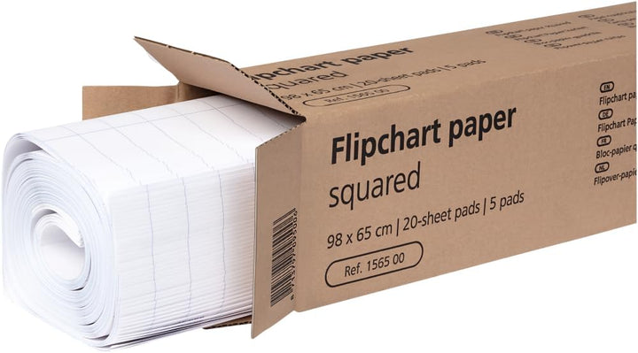 Legamaster 7-156000 Flipchart-Papier, 5 Blöcke mit je 20 Blatt, kariert, Kariert