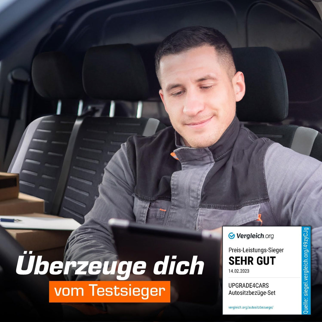 Transporter Autositzbezüge Set für die Vordersitze | Van Auto-Schonbezüge Universal in Grau, Grau Vo