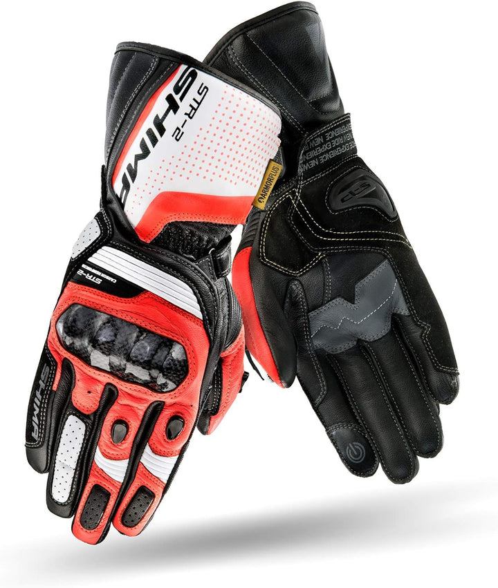 SHIMA STR-2, Motorrad Handschuhe Touchscreen Sommer Leder Sport Carbon Touchscreen Herren Motorradha