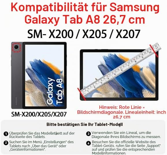 DUZZONA Kinder Hülle für Samsung Galaxy Tab A8 10,5 Zoll 2022 (SM-X200/X205/X207), mit integriertem