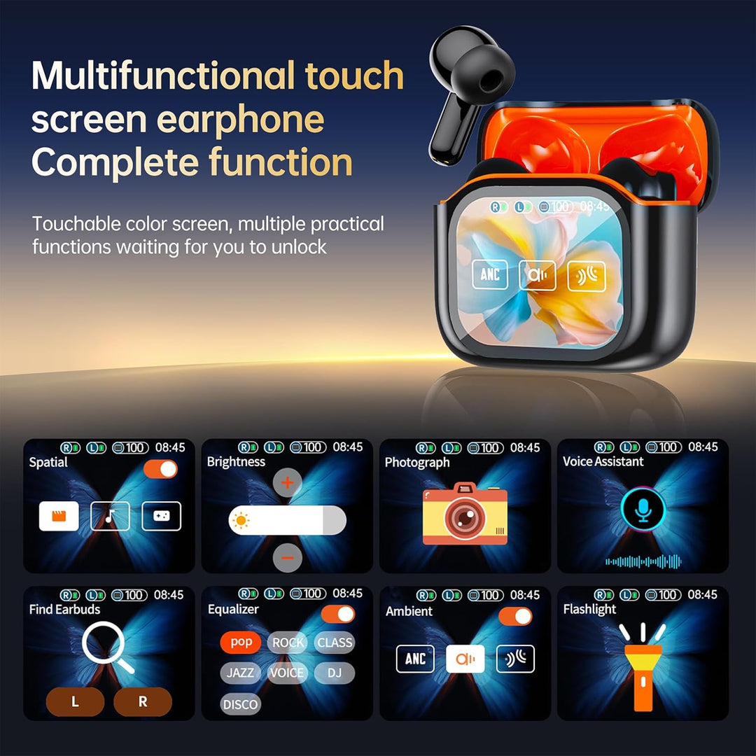 Bluetooth Kopfhörer, In Ear Kopfhörer Kabellos mit Touchscreen, Bluetooth 5.4 HiFi Stereo mit ANC/EN