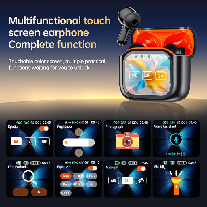 Bluetooth Kopfhörer, In Ear Kopfhörer Kabellos mit Touchscreen, Bluetooth 5.4 HiFi Stereo mit ANC/EN