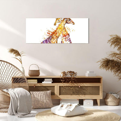 Panorama Bilder auf Leinwand 100x40cm Leinwandbild Giraffen Tiere Kinder Safari Gross Wanddeko Bild