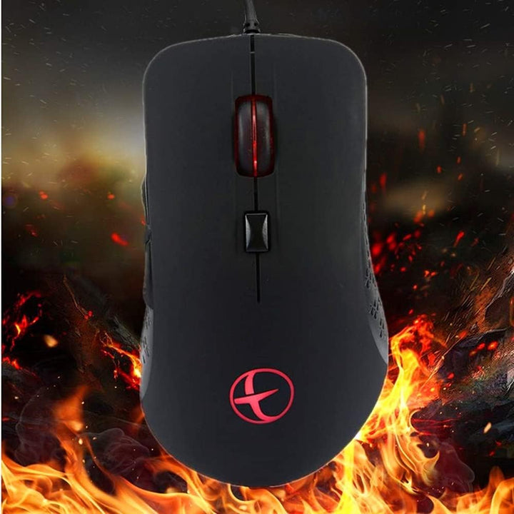 Mit beheizter Maus, kabelgebundene Gaming-Maus, ergonomisches Design, 6 programmierbare Tasten, 2400