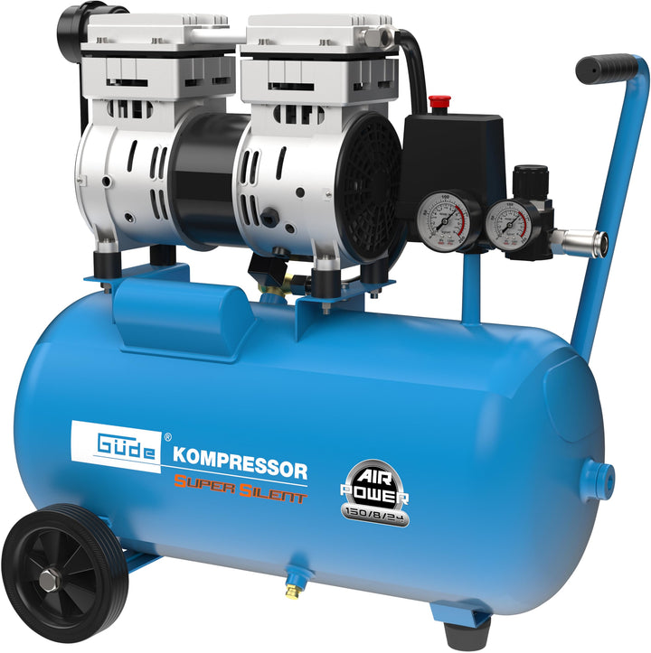 Güde 50136 Kompressor Airpower 150/8/24 Silent (Doppelkolbenaggregat Direktgetrieben, 0,75 kW, 230V,