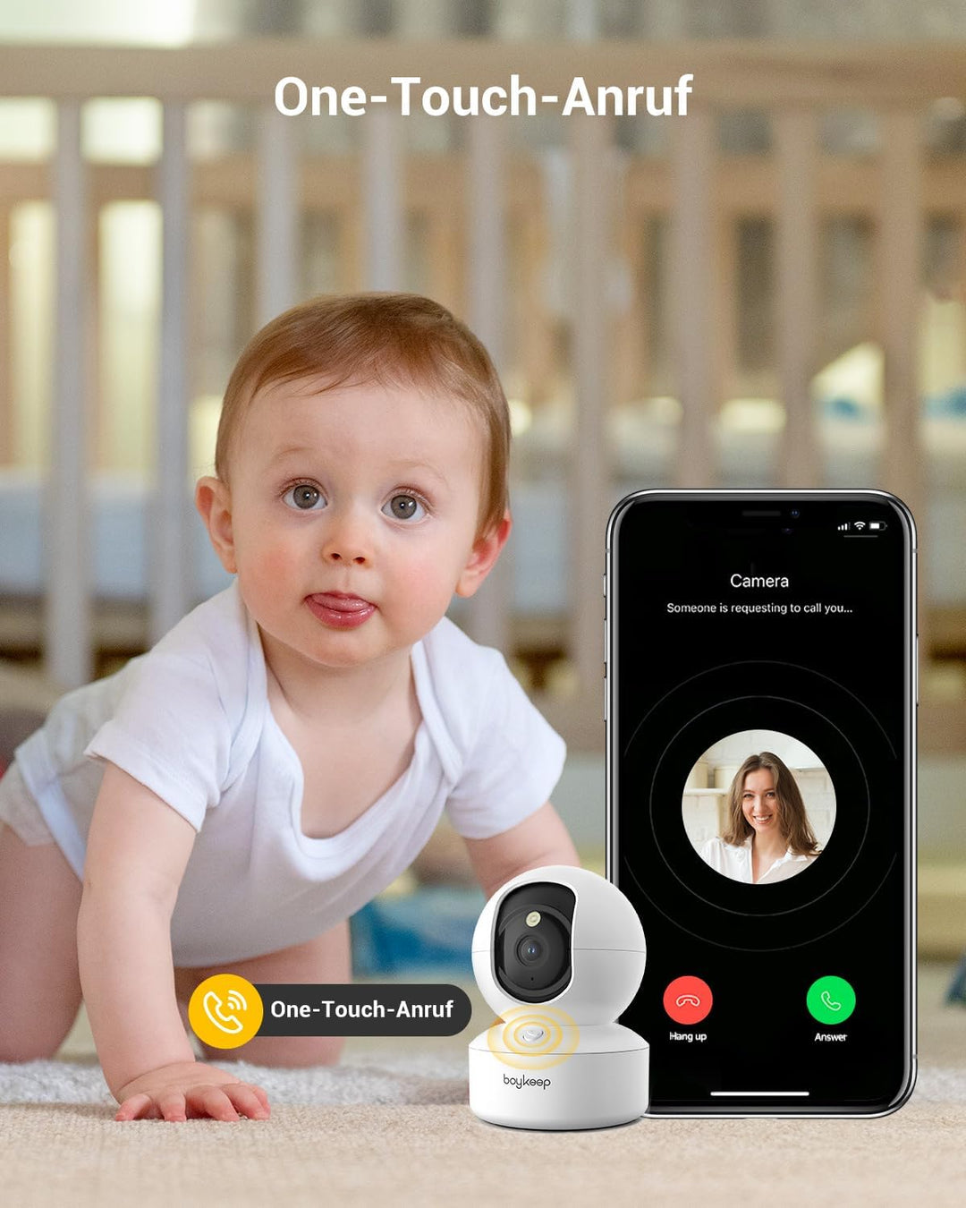 BoyKeep 2.4G/5GHz Überwachungskamera Innen 2K 360° WLAN Überwachungskamera Indoor Hundekamera mit AP