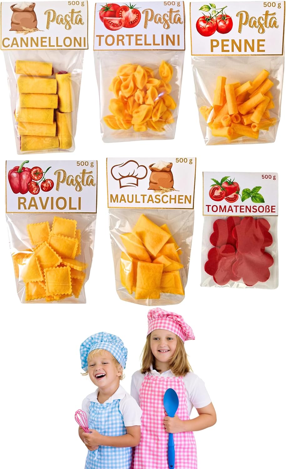 SET Filz Kinderküche Nudeln Handgemacht Filz Pasta Filz Lebensmittel Spielzeug Lebensmittel Zubehör