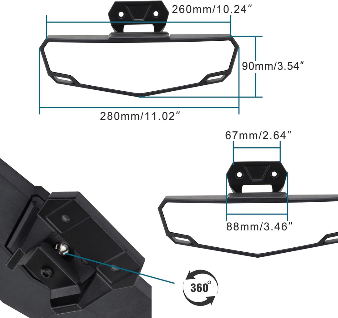 GOOFIT schwarz UTV Mitte Seitenspiegel Rückspiegel Offroad Ersatz Für Geländefahrzeug ATV UTV Dune B