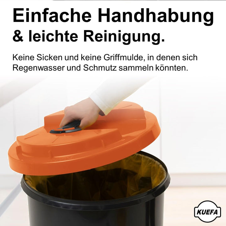 KUEFA BSC 60L Mülleimer, Müllsackständer, Gelber Sack Ständer inkl. Klemm-Ring für Müllbeutel, extra