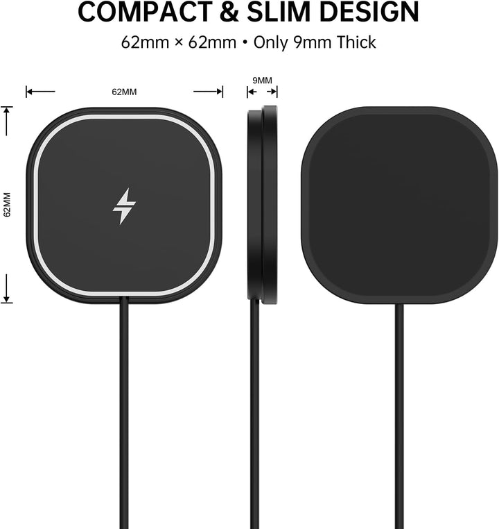 25W Magnetisches Wireless Autoladegerät, Polmxs für MagSafe Ladegerät Auto mit Nano-Saugfuss, Indukt