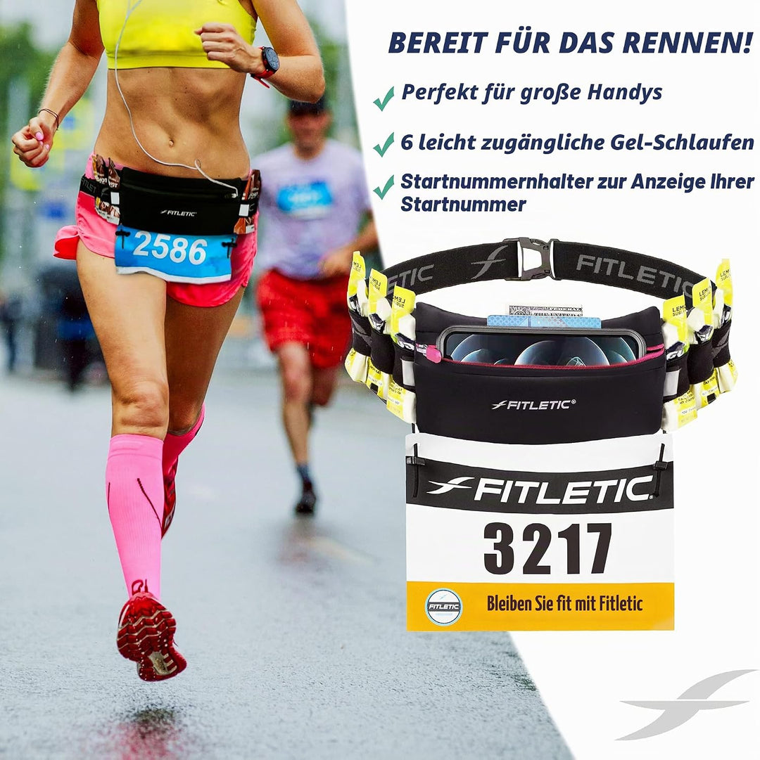 Fitletic Laufgürtel, Neopren, passend für iPhone 5, 4S, 4, 3GS und weitere Smartphones, Schwarz Schw