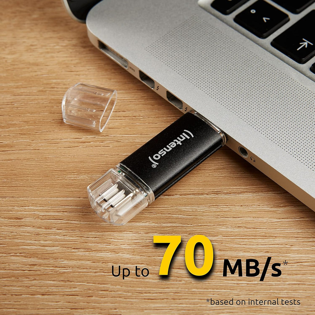 Intenso Twist Line 64 GB, Dual USB-Stick 3.2 Gen 1x1, USB-C und USB-A, 70MB/s, Anthrazit (Packung mi