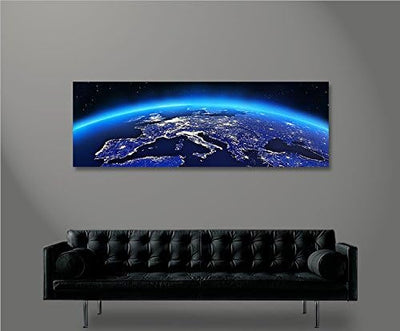 islandburner Bild Bilder auf Leinwand Europa vom Weltall Panorama XXL Poster Leinwandbild Wandbild D