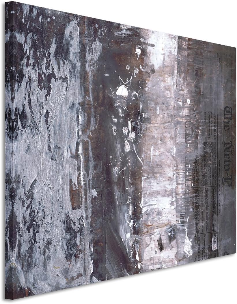 Paul Sinus Art 80x60cm Fotoleinwand Leinwanddruck Kunstdruck Wandbild schwarz grau beige Grunge