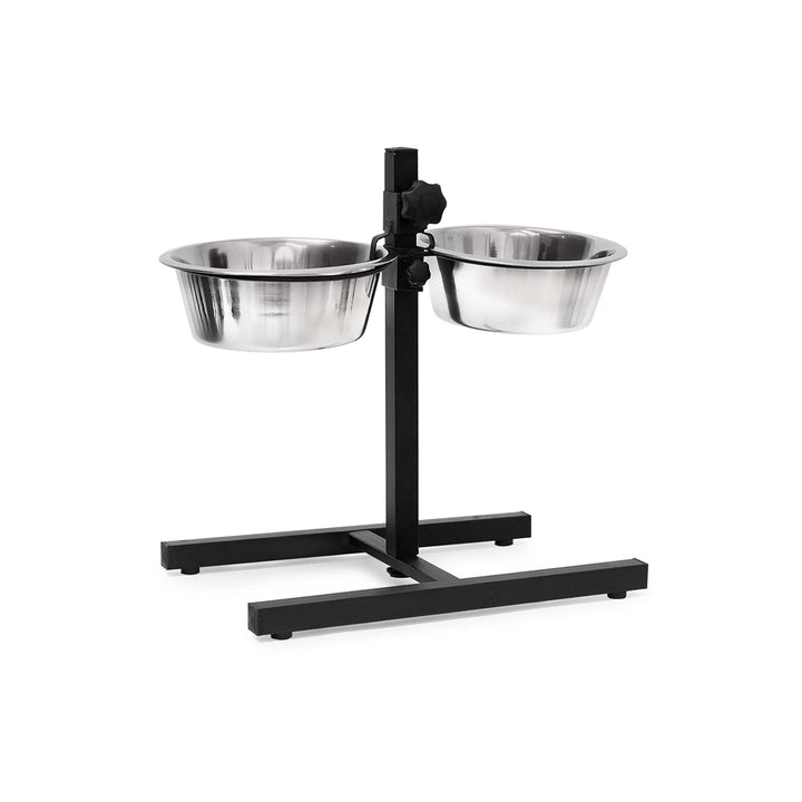 Relaxdays Futterstation Hund, 1,6 l Edelstahlnäpfe, Napfständer höhenverstellbar HBT 42 x 46 x 27cm,
