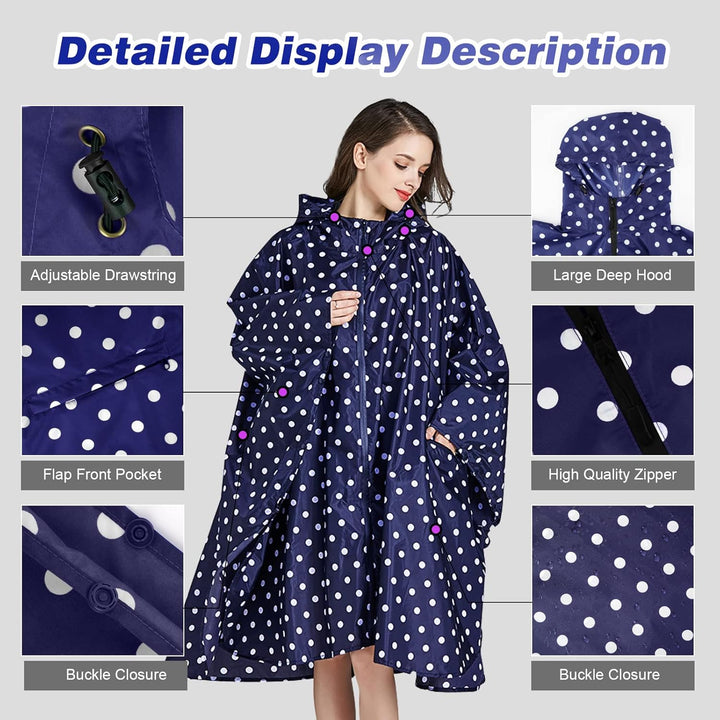 LAMA Mode Regenponcho Unisex Regenmantel Atmungsaktiv Regencape Leicht Regenjacke Regenschutzbekleid